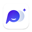 PopTranslate 標誌 - 紫色微笑聊天泡泡，帶閃光點綴
